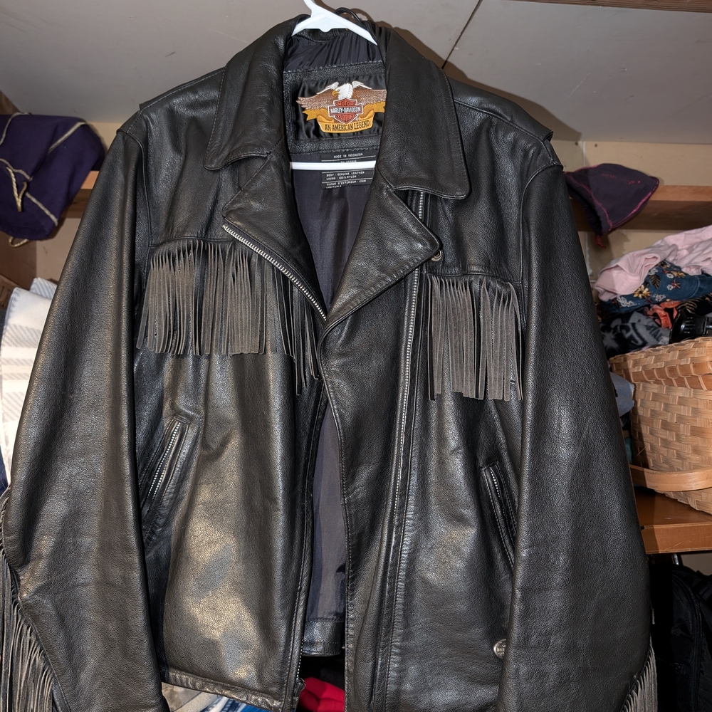 Harley-Davidson Black Leather Jacket with Fringe